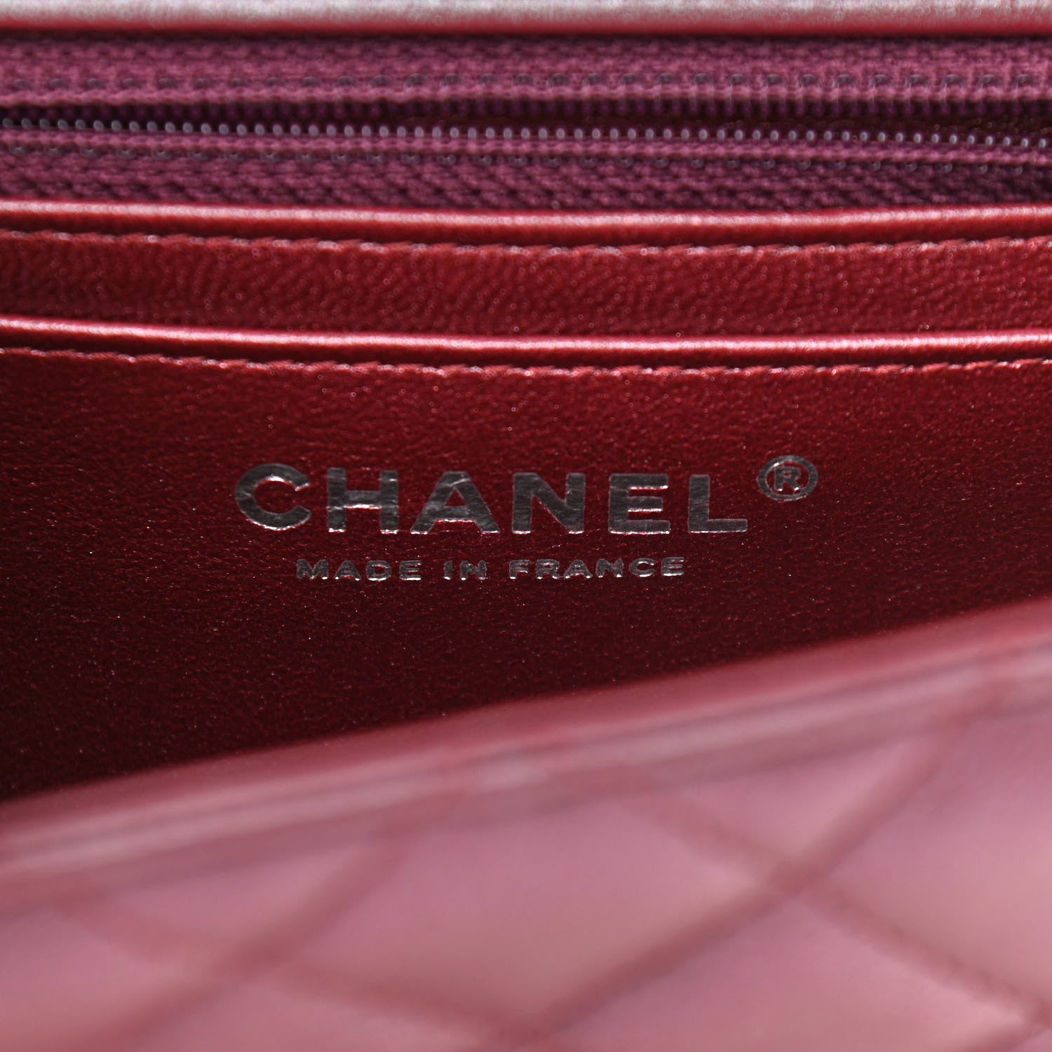 Chanel Iridescent Lambskin Quilted Mini Square Flap Burgundy 6 of 11