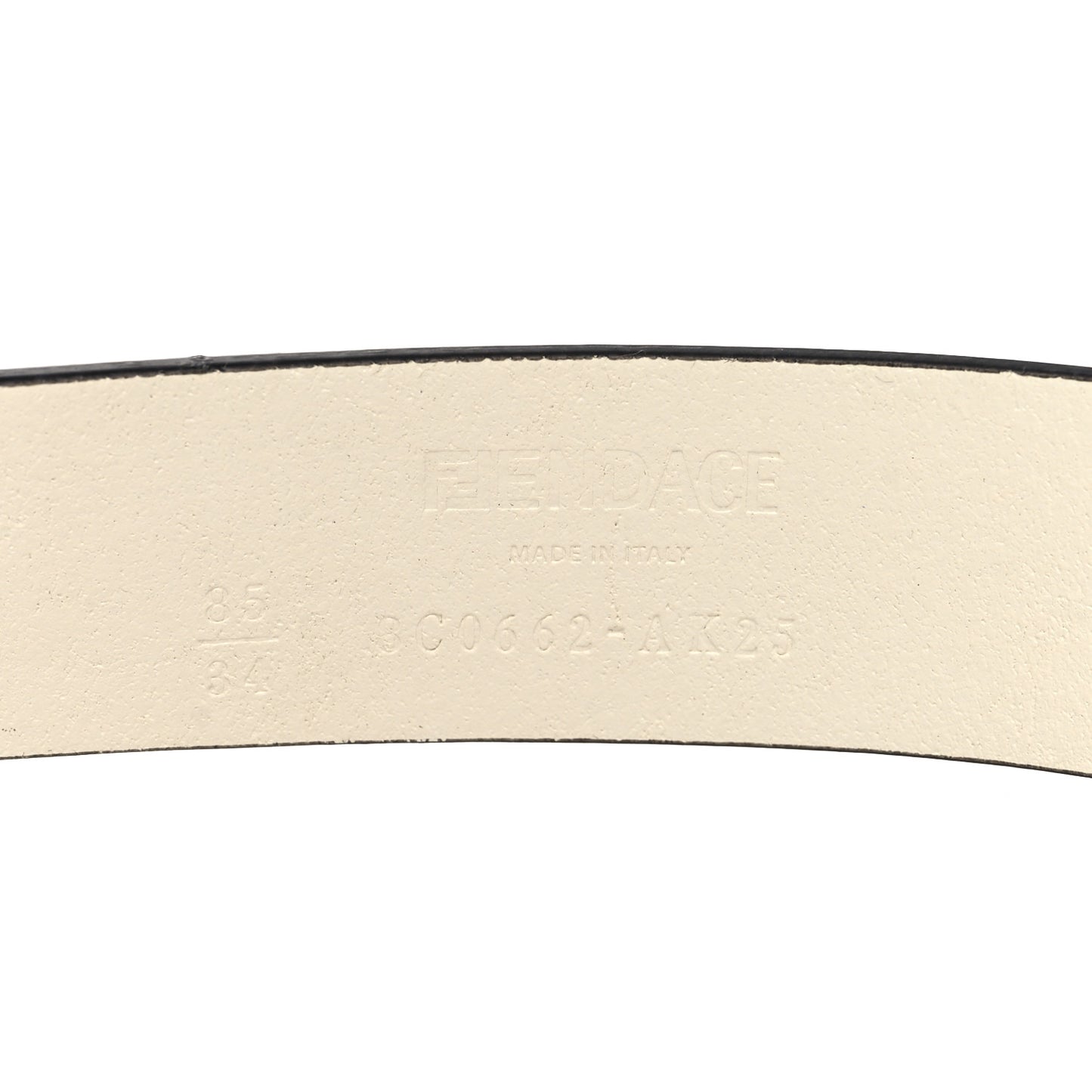 X FENDI Calfskin Fendace Logo Belt 85/34 White