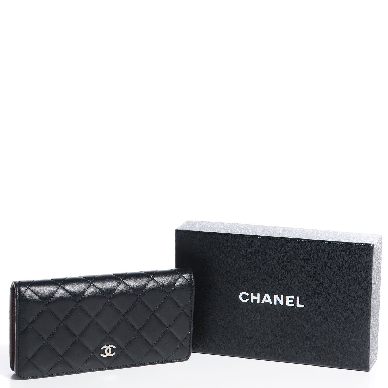 Chanel Lambskin Quilted Yen Wallet Black 5 of 9