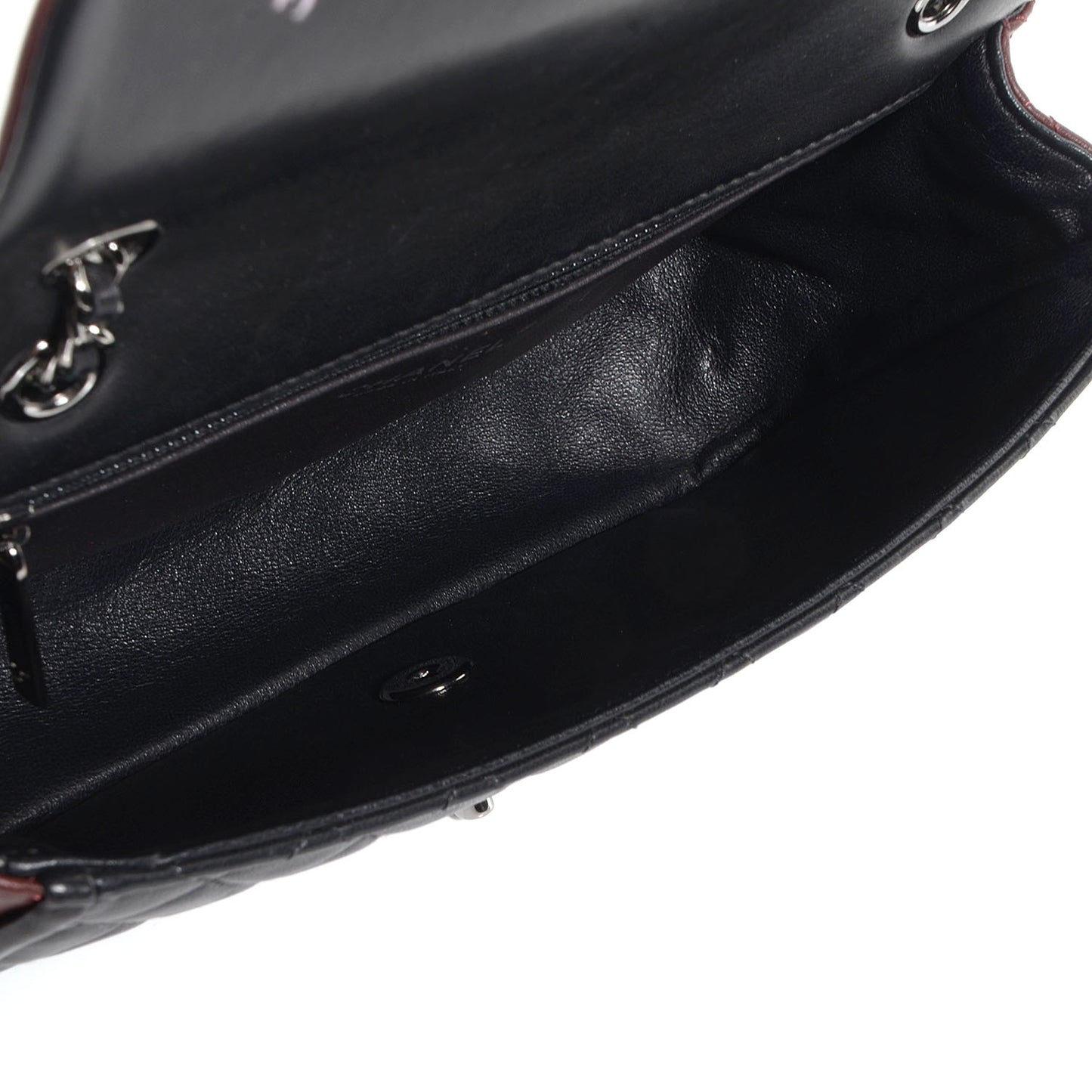 Lambskin Quilted Classic Twist Flap Bag Black Bordeaux