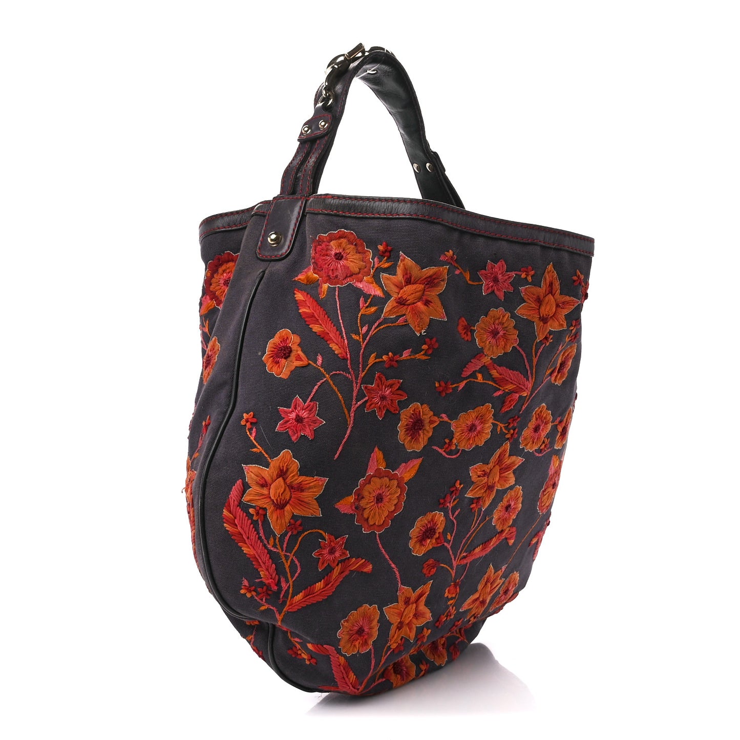 Canvas Embroidered Large Wave Hobo Blue Red