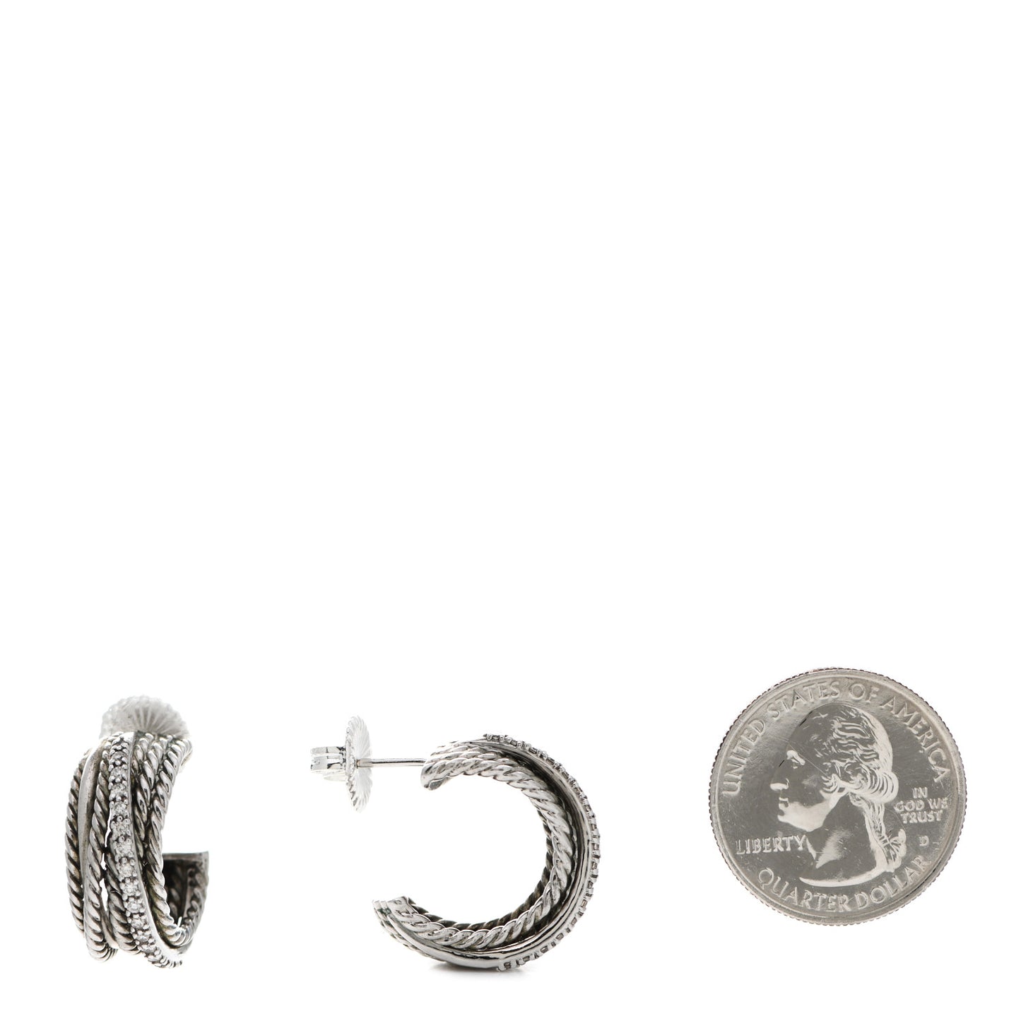Sterling Silver Diamond 10mm Crossover Cable Hoop Earrings