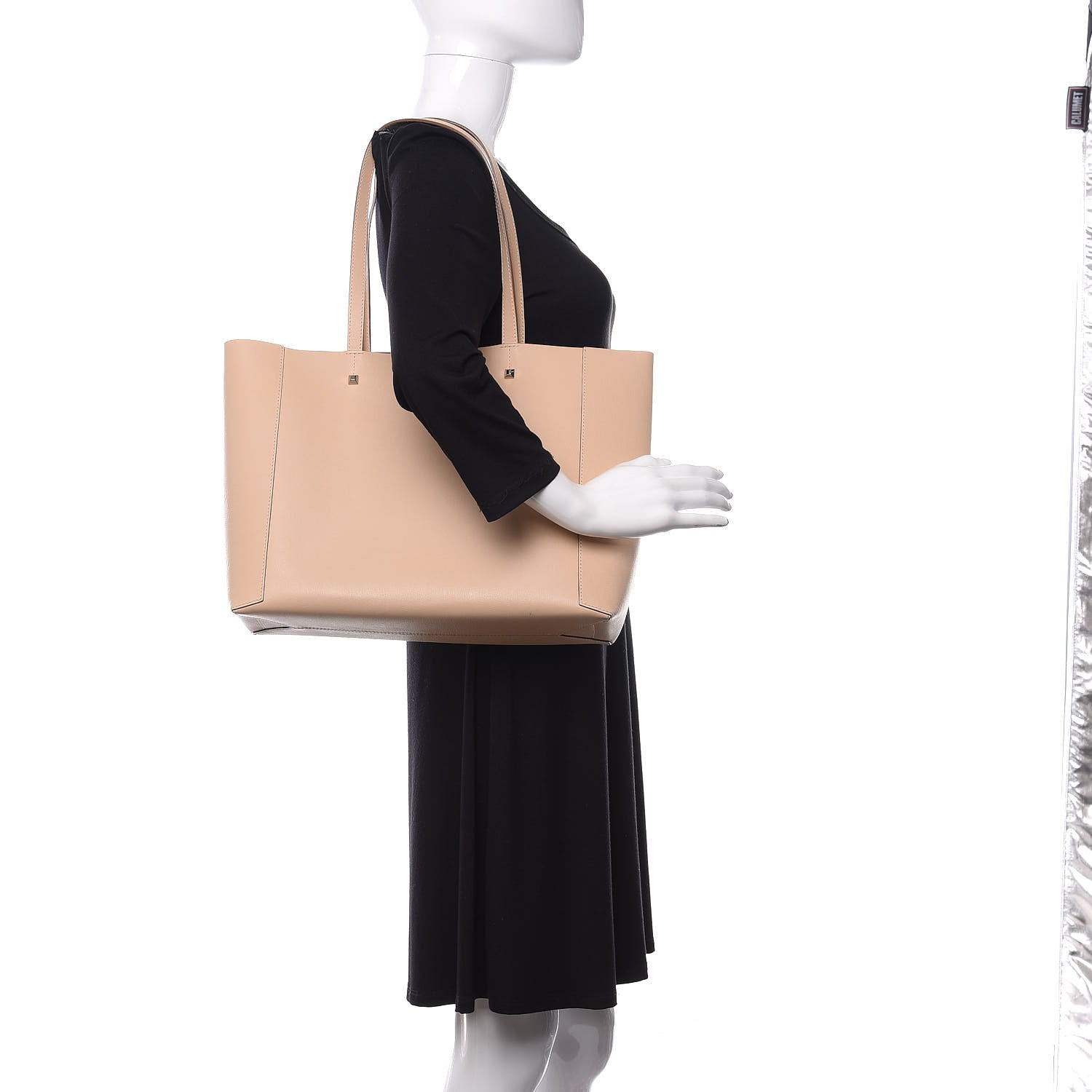 MCM Calfskin Medium Shopper Tote Latte Beige 2 of 9