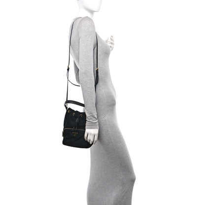 Prada Re-Nylon Saffiano Duet Bucket Crossbody Bag Black 2 of 10