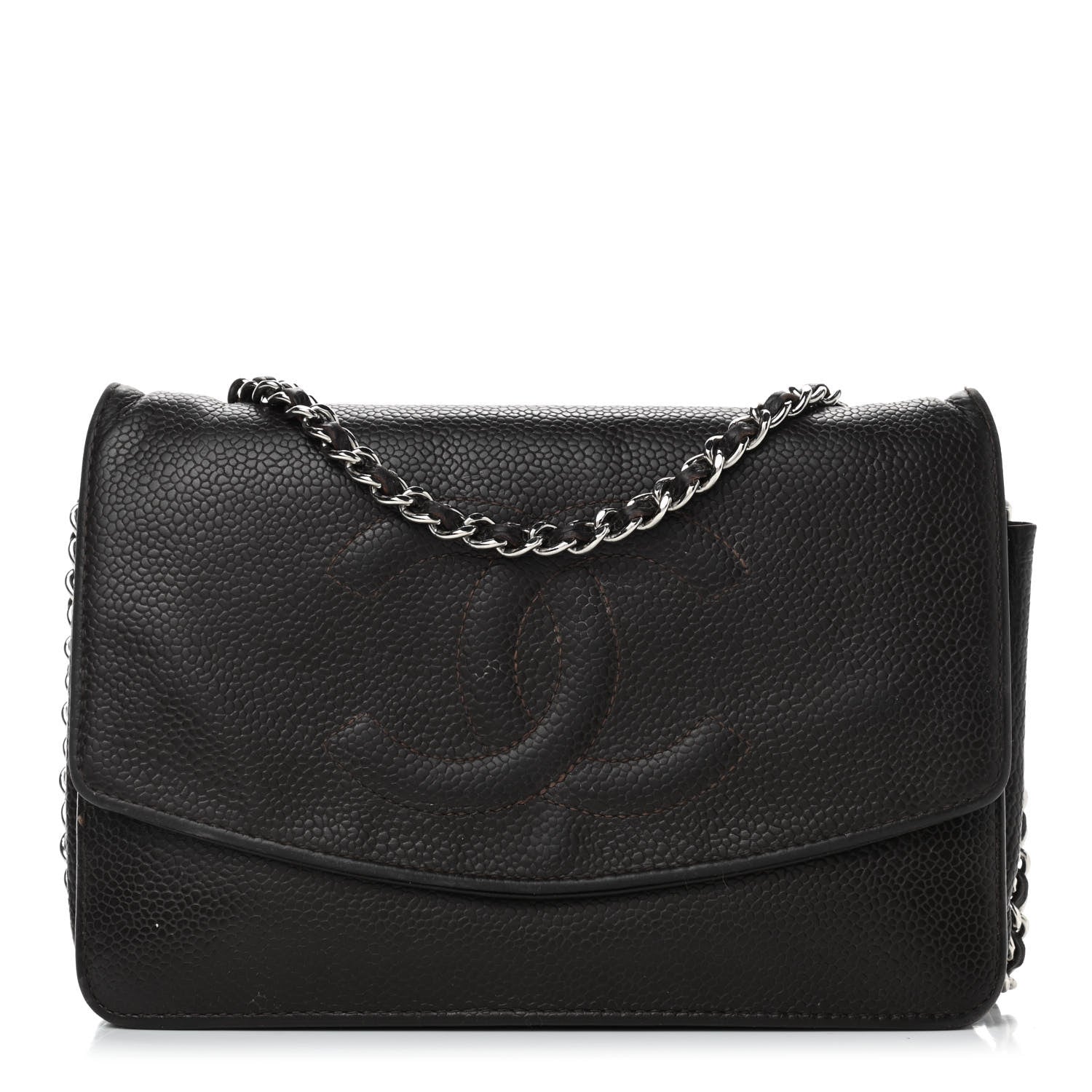 Chanel Caviar Timeless CC Wallet On Chain WOC Dark Brown 1 of 8