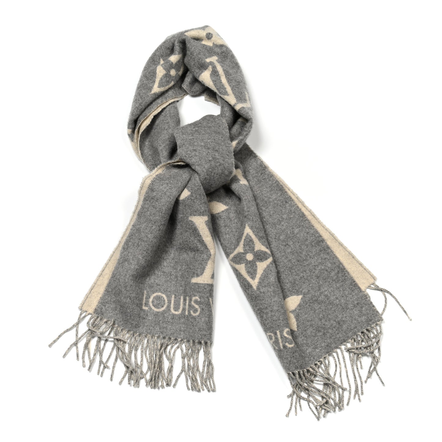 Cashmere Monogram Reykjavik Scarf Grey