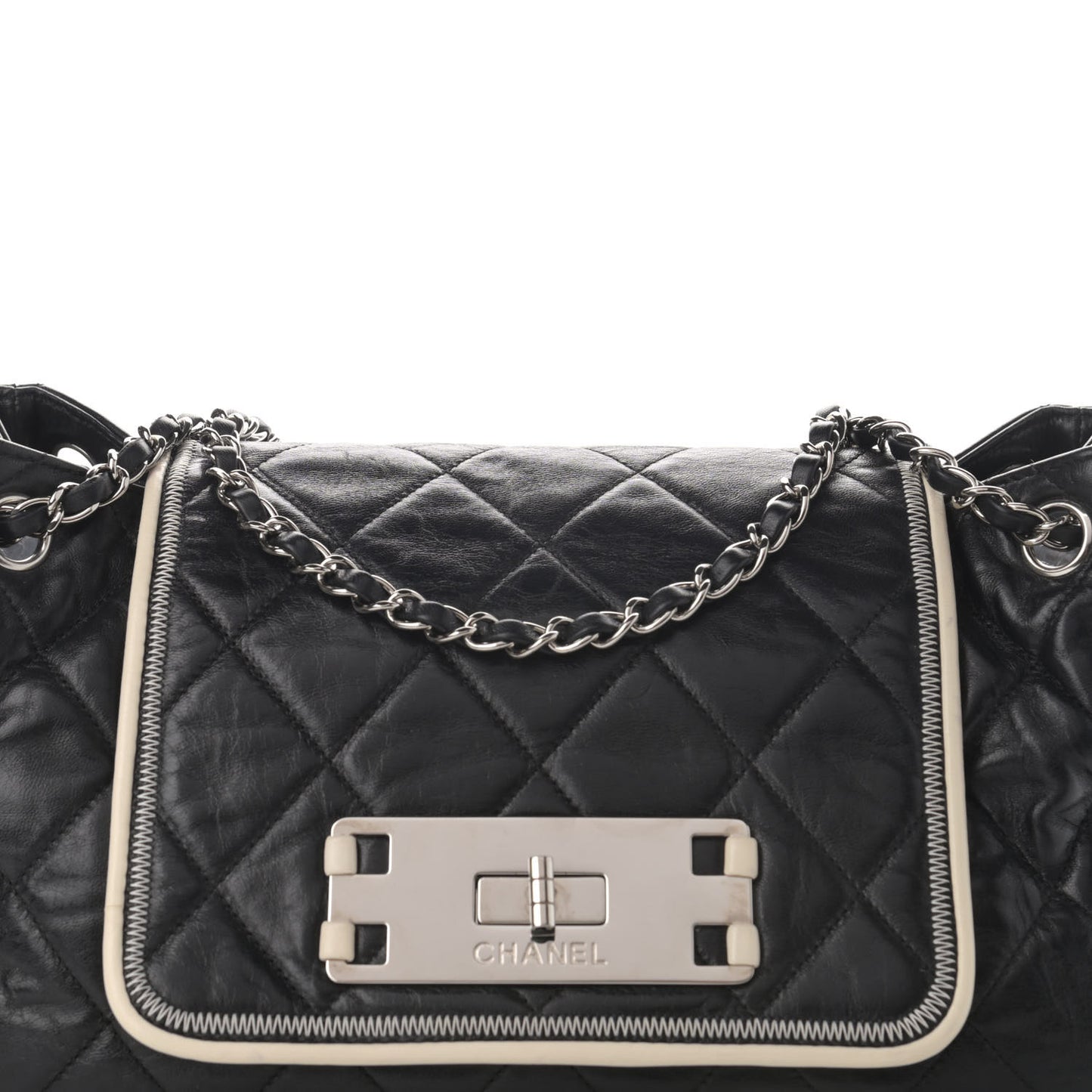 Lambskin Quilted East West Accordion Flap Black