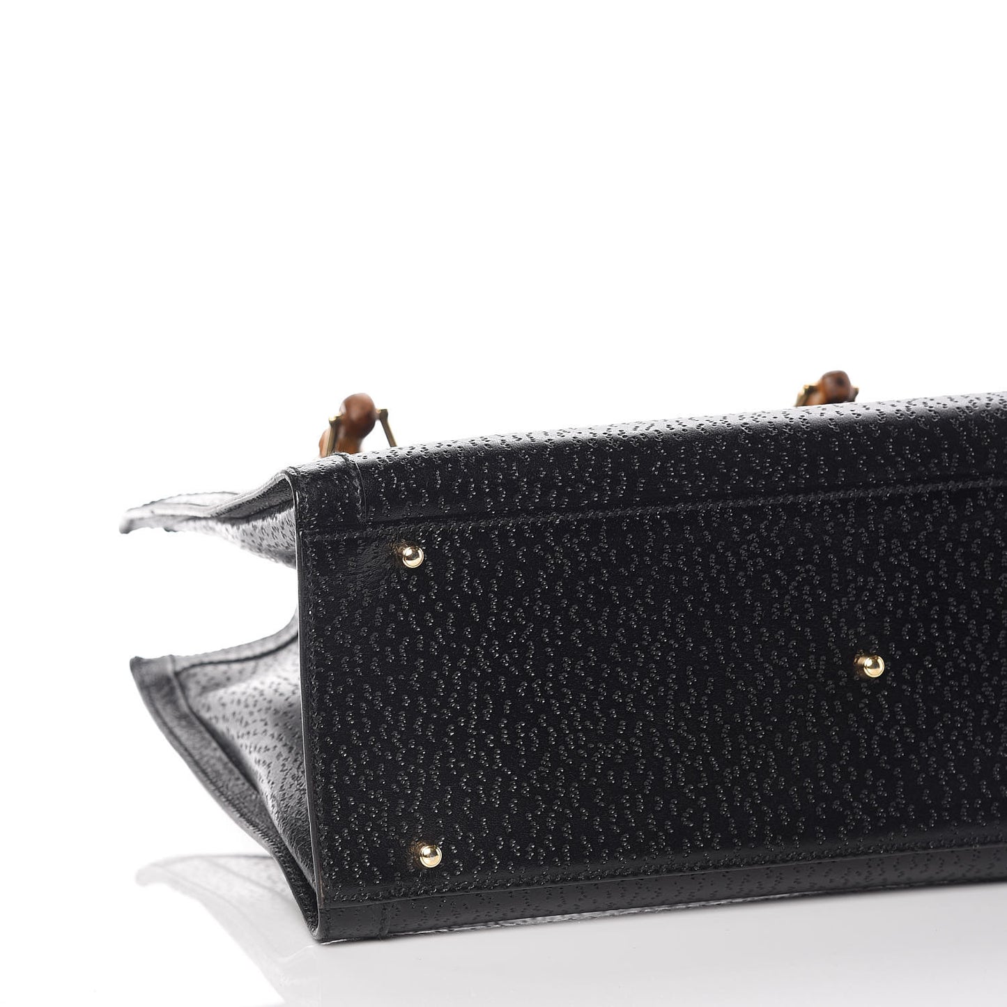 Calfskin Bamboo Top Handle Tote Black