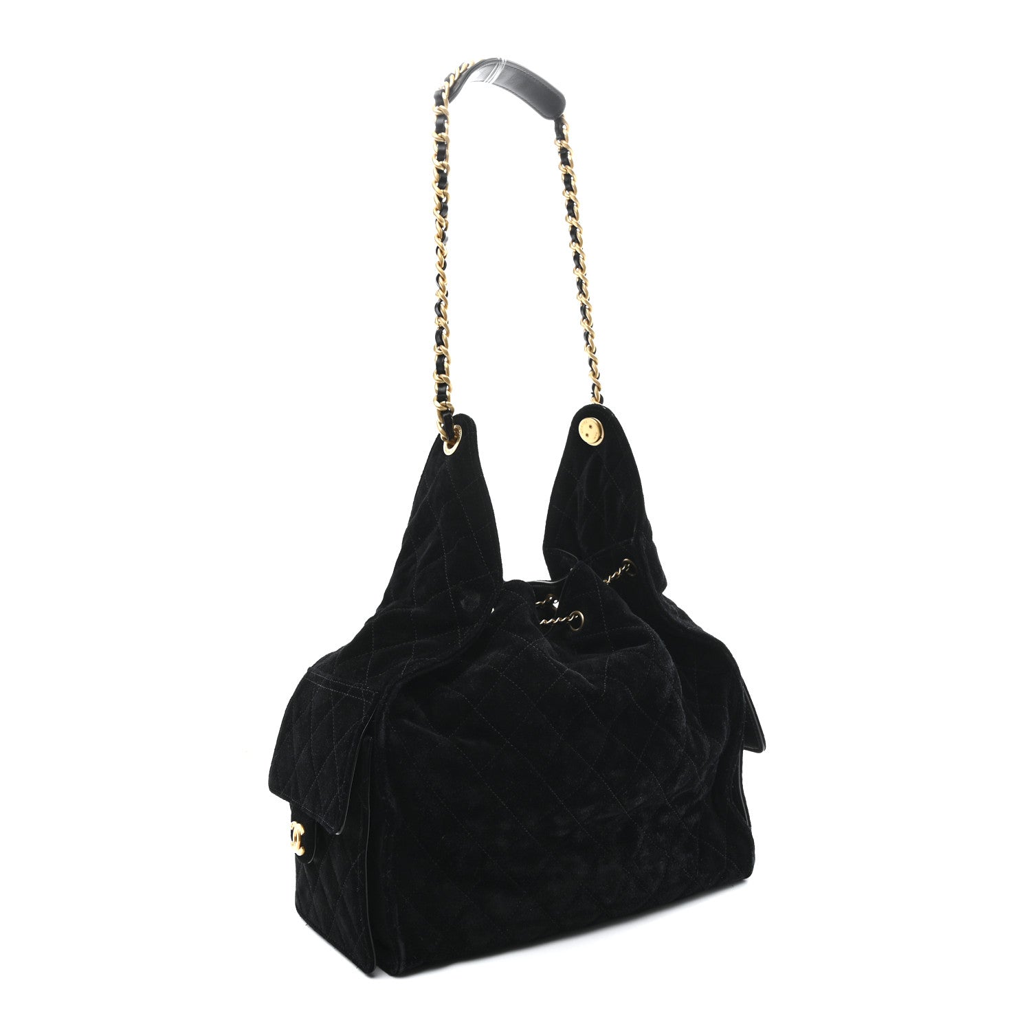 Chanel Suede Quilted Medium Chanel 25 Handbag Black 1849350