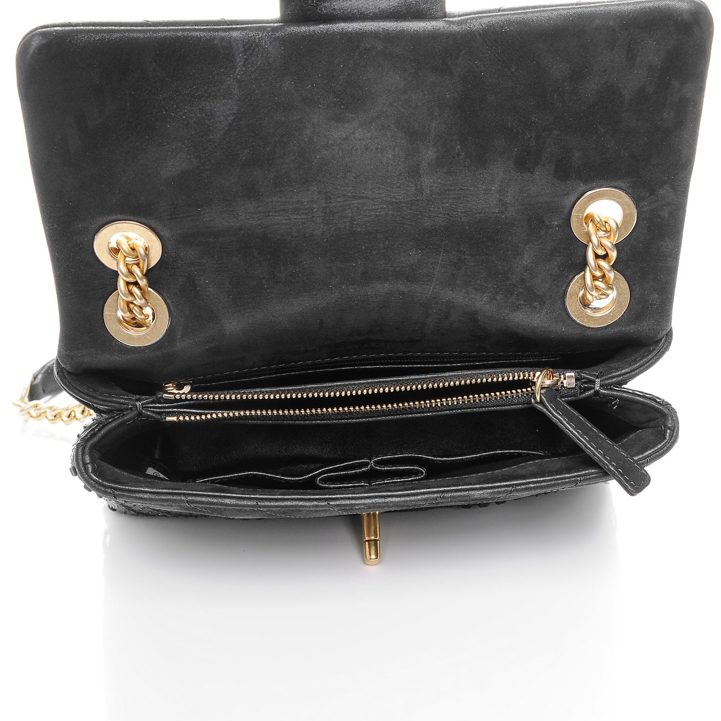 Iridescent Calfskin Python Patchwork Chevron Small Flap Black