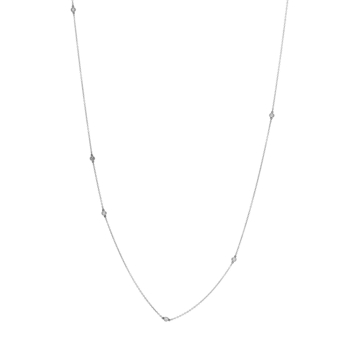 Sterling Silver Diamond .25ctw Elsa Peretti Diamonds by the Yard 7 Station Necklace