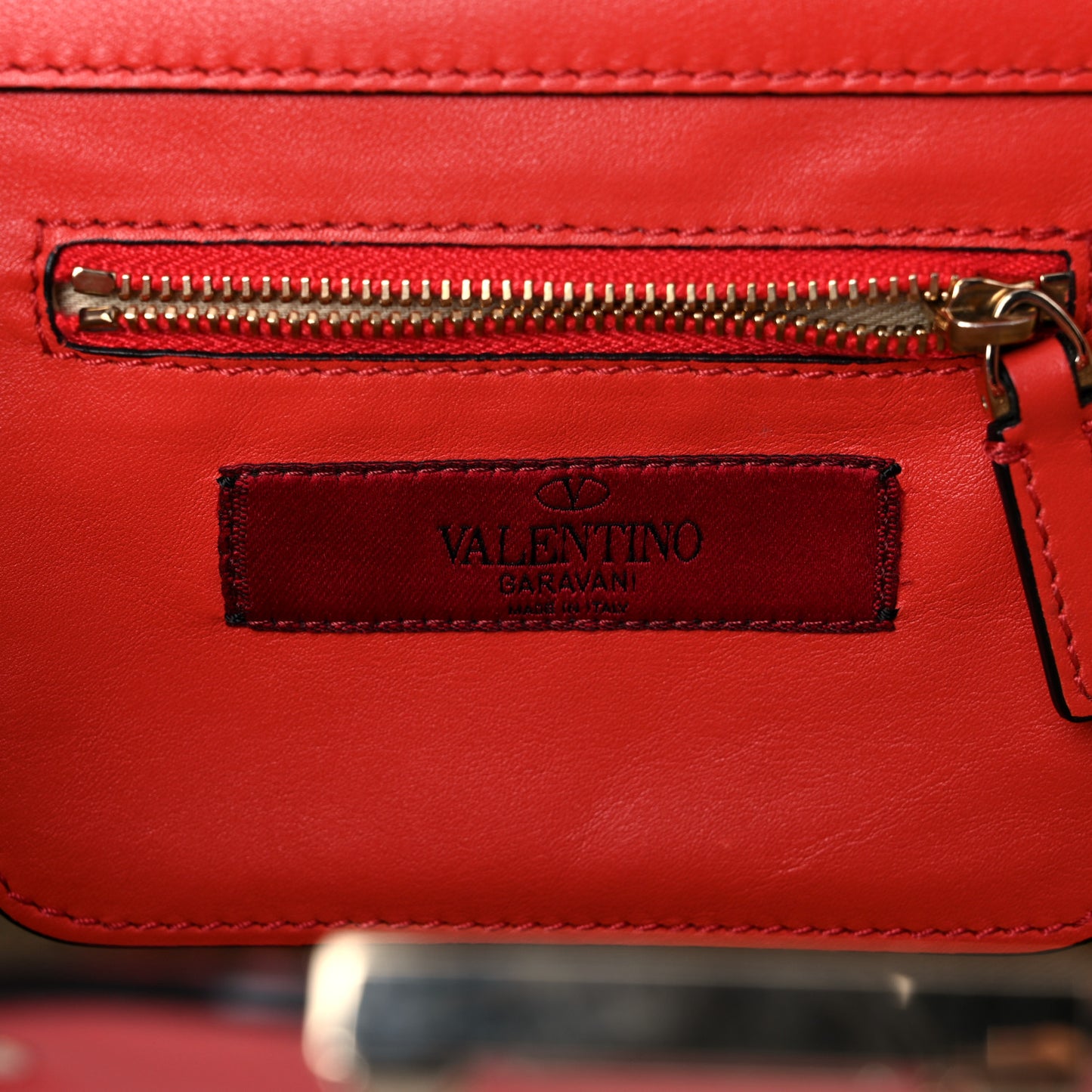 Vitello Mini Rockstud Tote Red