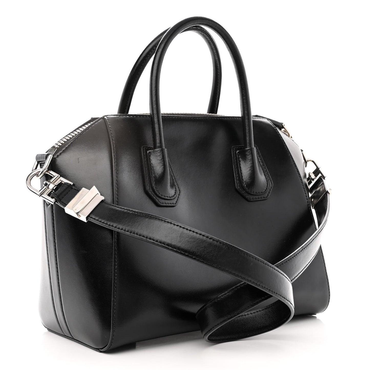 Shiny Lord Calfskin Small Antigona Black