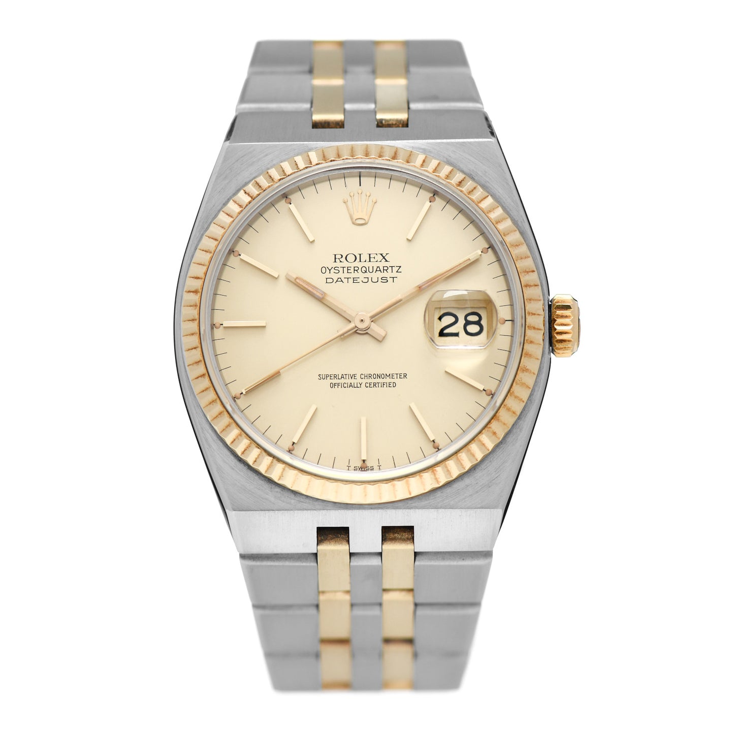 Stainless Steel 18K Yellow Gold 36mm Oysterquartz Datejust Watch Champagne 17013