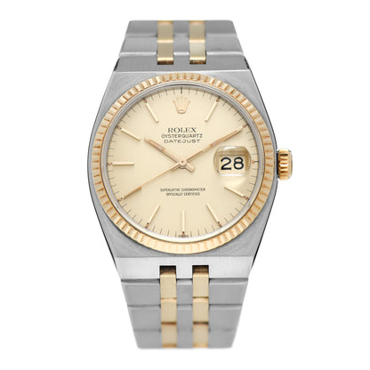 Rolex Stainless Steel 18K Yellow Gold 36mm Oysterquartz Datejust Watch Champagne 17013 1 of 4