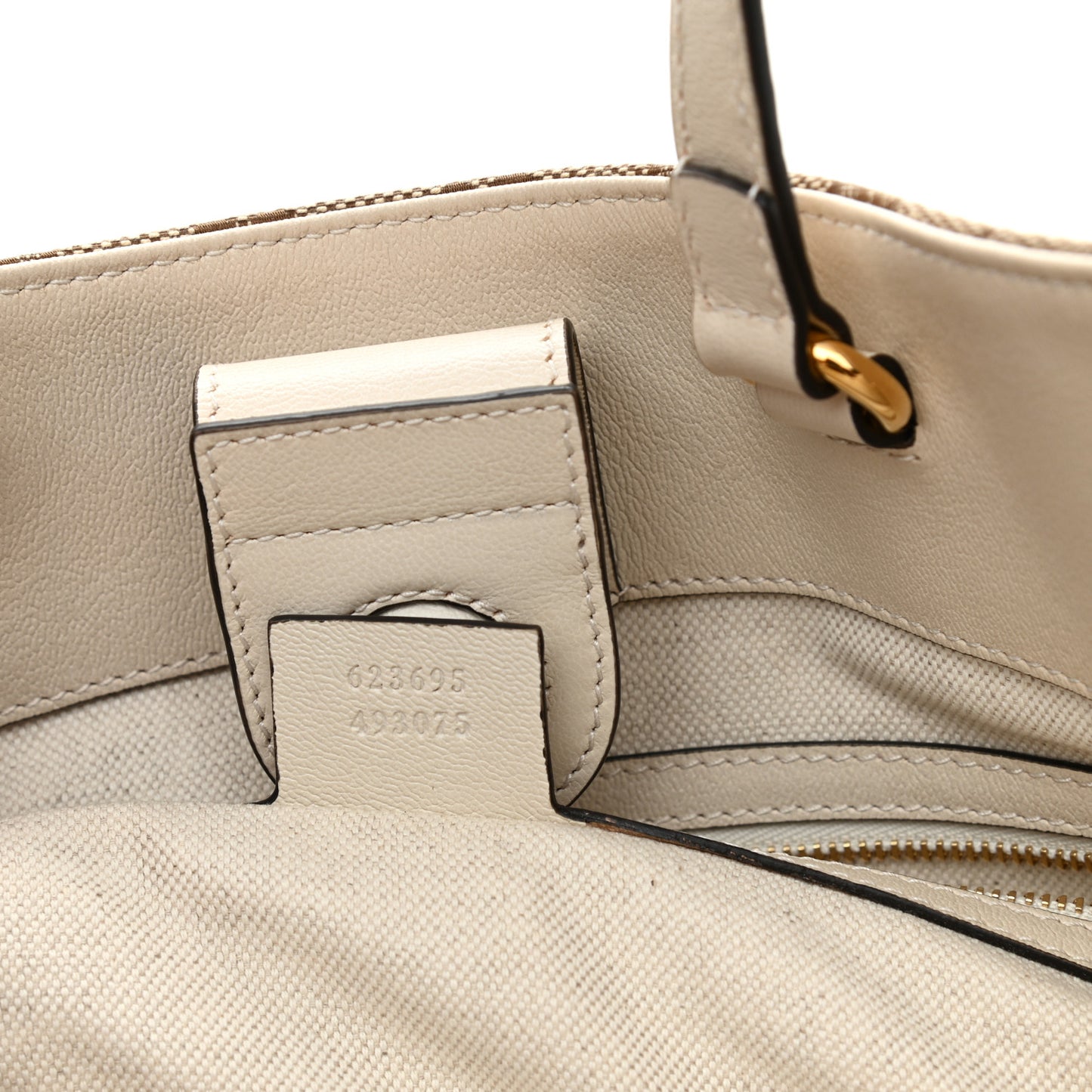 Monogram Calfskin Large Horsebit 1955 Tote Bag Beige Mystic White