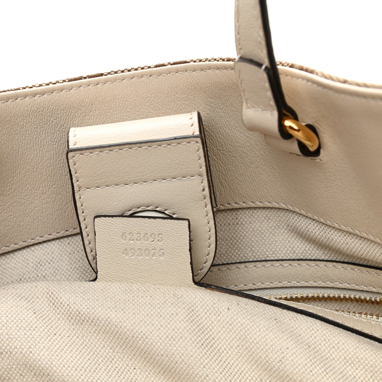 Gucci Monogram Calfskin Large Horsebit 1955 Tote Bag Beige Mystic White 7 of 11
