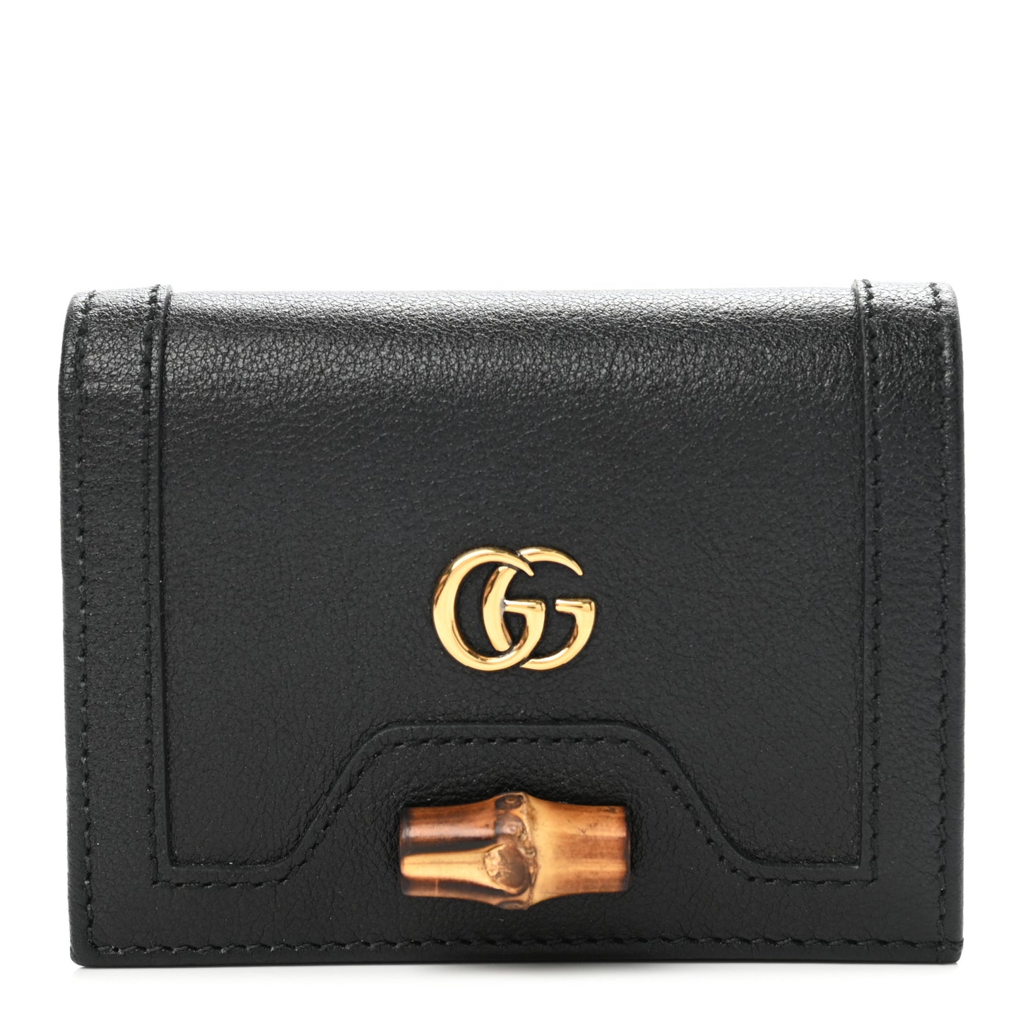 Wonka Grain Calfskin Diana Card Case Wallet Black