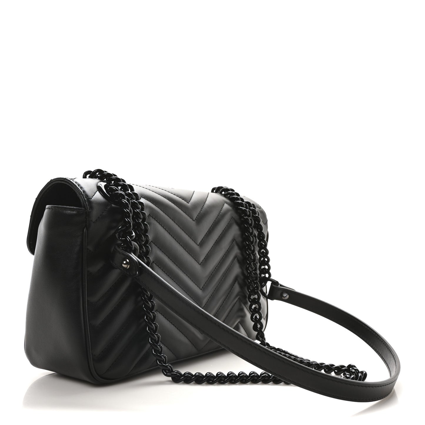 Calfskin Matelasse Monochrome Small GG Marmont Shoulder Bag Black