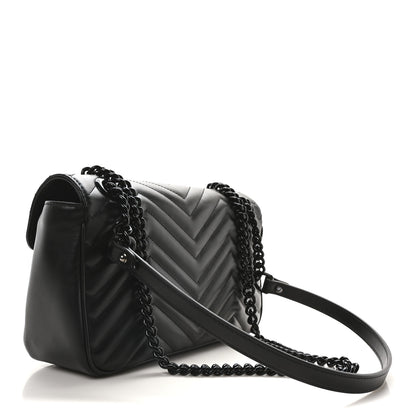 Gucci Calfskin Matelasse Monochrome Small GG Marmont Shoulder Bag Black 3 of 10