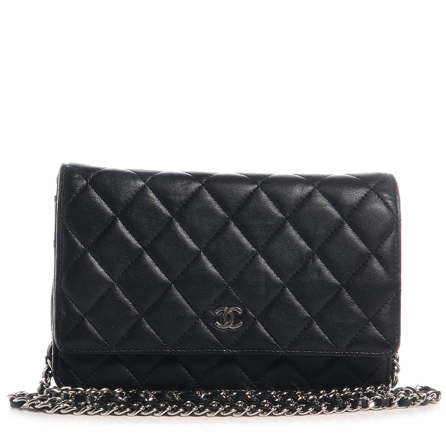 Chanel Lambskin Quilted Wallet On Chain WOC Black 1 of 8