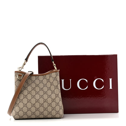 Gucci GG Supreme Monogram Emblem Small Shoulder Bag Beige Ebony Sundial 12 of 12