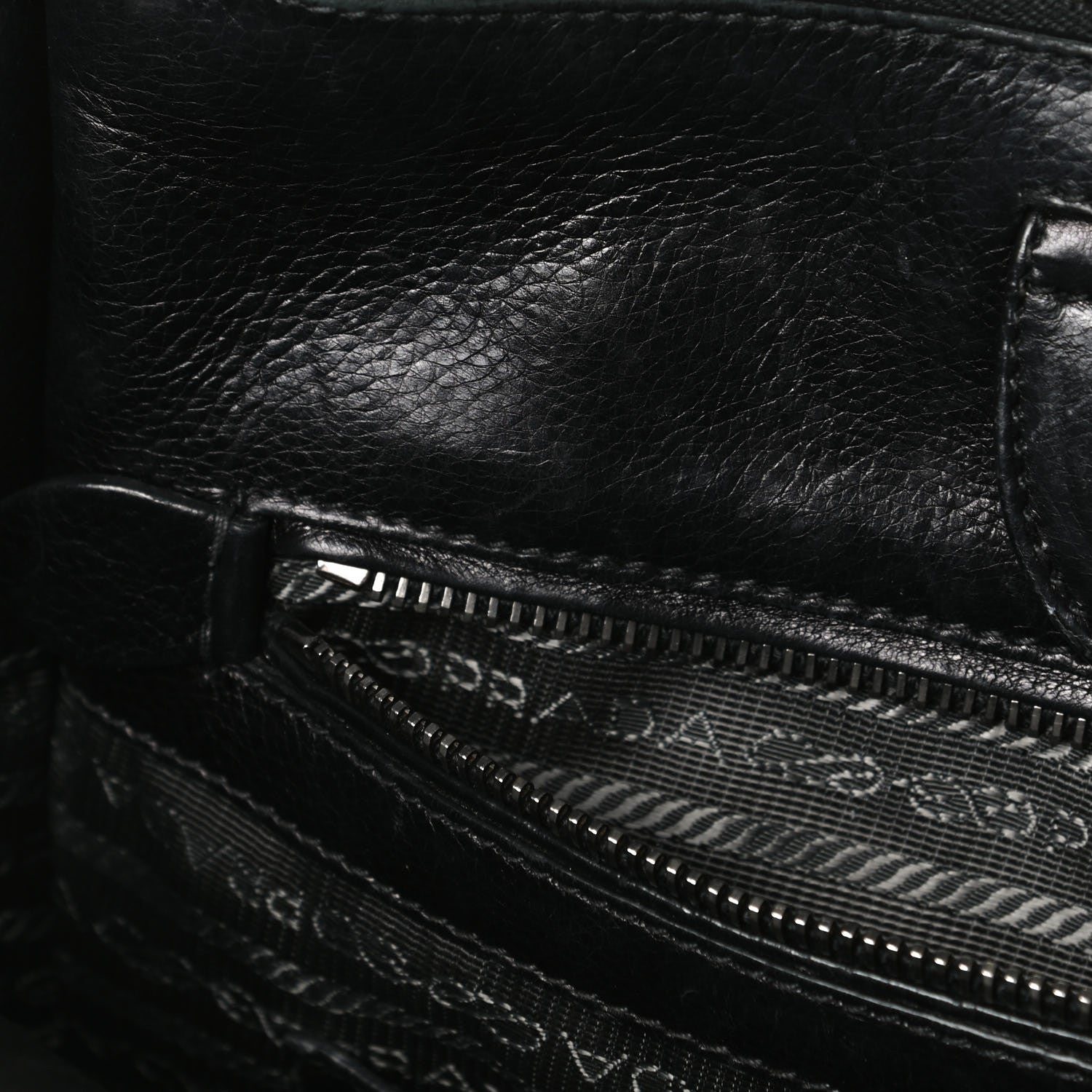Prada Glace Calf Twin Pocket Tote Black 7 of 12