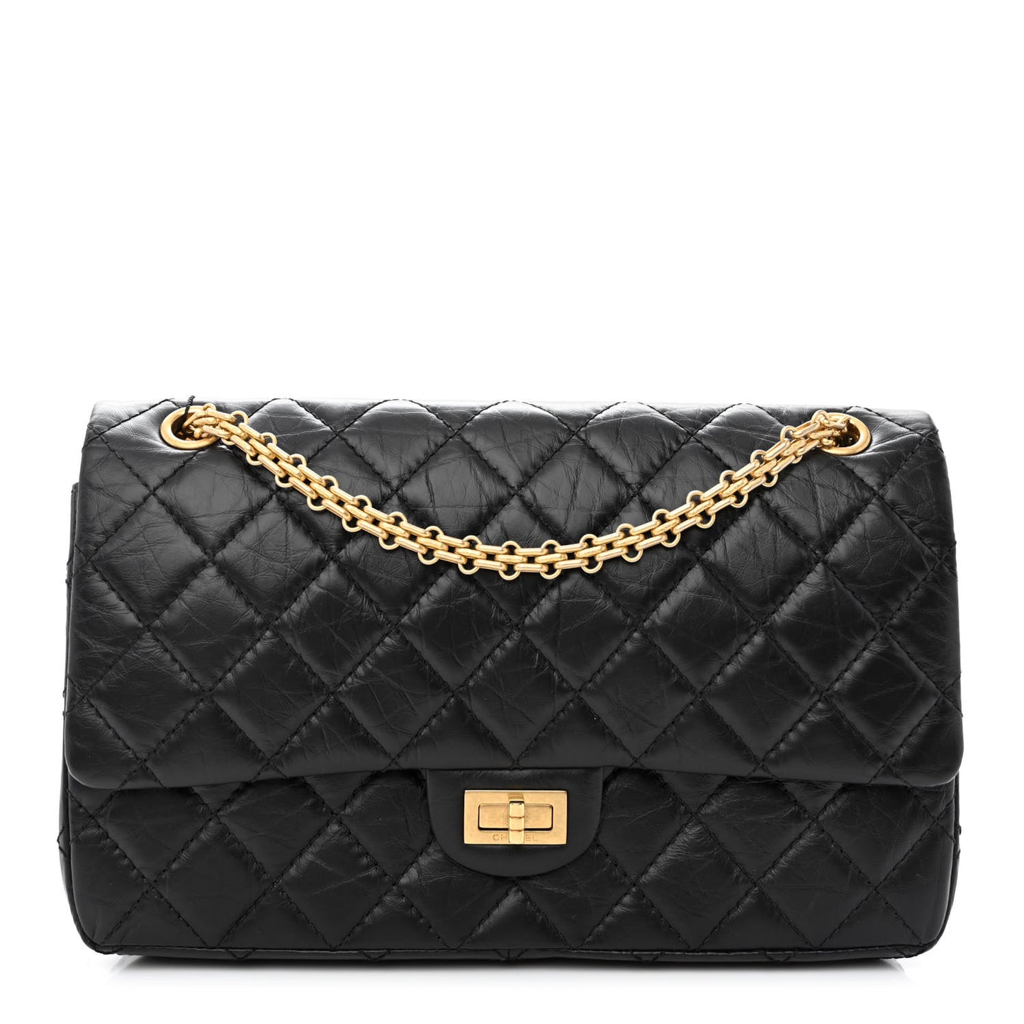 Aged Calfskin Quilted 2.55 Reissue 226 Flap Black