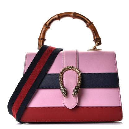 Gucci Moon Calfskin Web Medium Dionysus Bamboo Top Handle Bag Sugar Pink Blue Agata Hibiscus Red 1 of 10