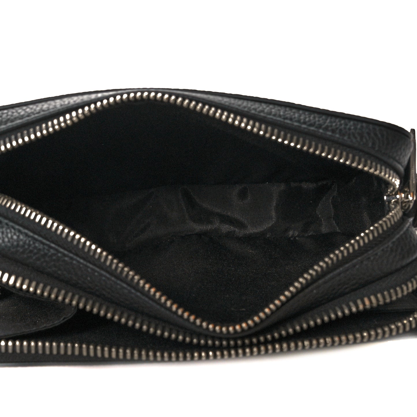 X SHAWN STUSSY Grained Calfskin Double Zip Crossbody Pouch Black