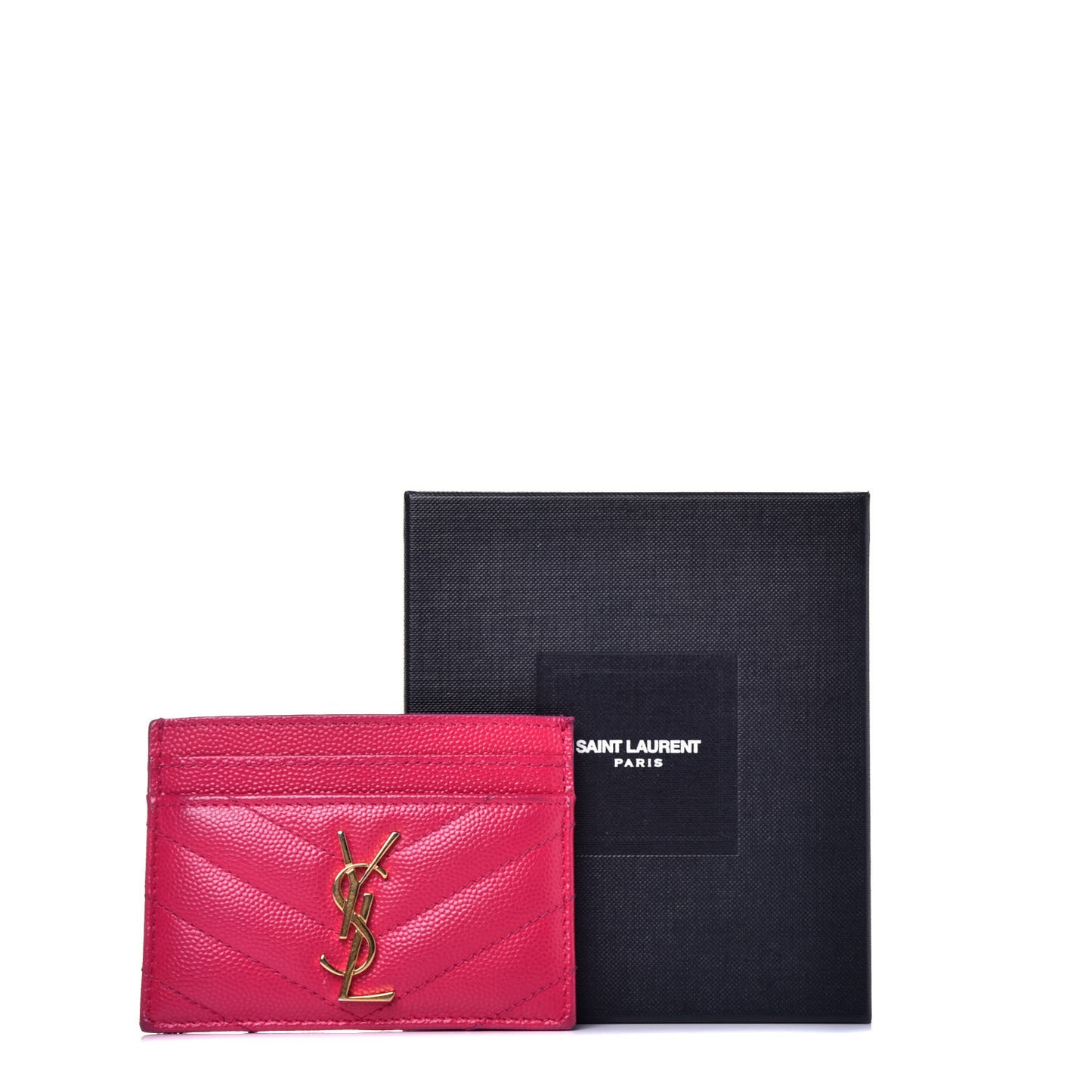 Grain De Poudre Matelasse Chevron Monogram Credit Card Case Fresh Fuxia