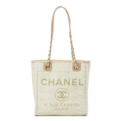 Chanel Canvas Mini Deauville Tote Ivory 1 of 10