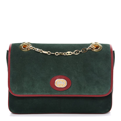 Gucci Suede Small Marina Chain Shoulder Bag Green Red 1 of 13