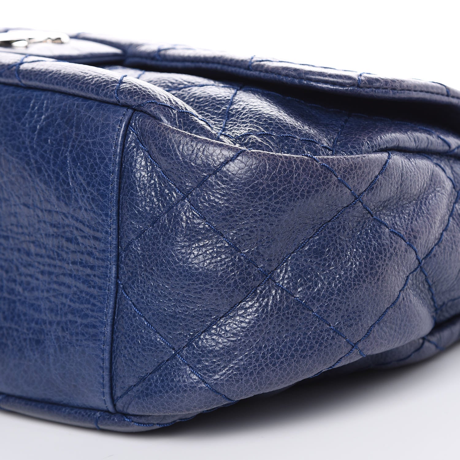 Chanel Glazed Calfskin Stitched XL On The Road Flap Blue 9 of 15