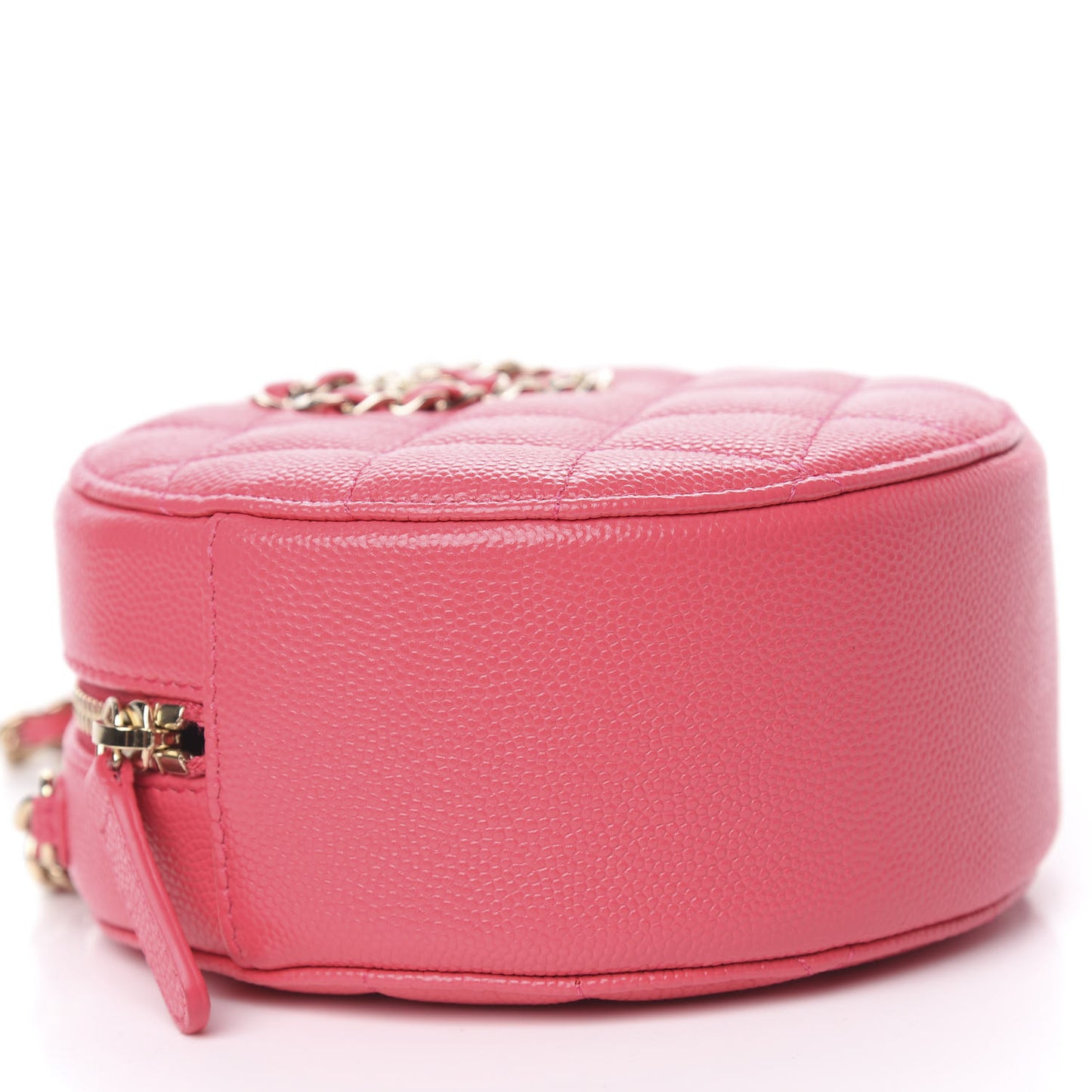 Caviar Quilted French New Wave Round Clutch With Chain Pink