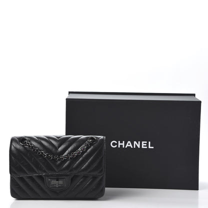 Chanel Aged Calfskin Chevron Quilted 2.55 Reissue Mini Flap So Black 10 of 10