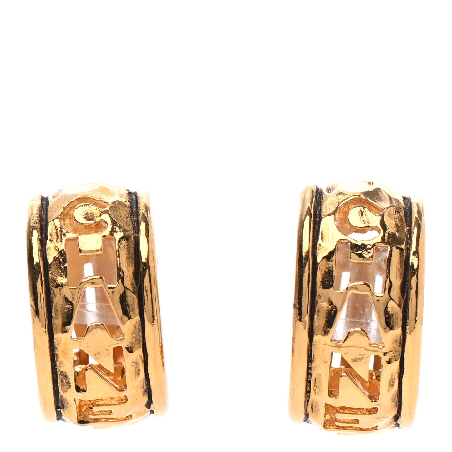 Metal CC Hoop Clip On Earrings Gold