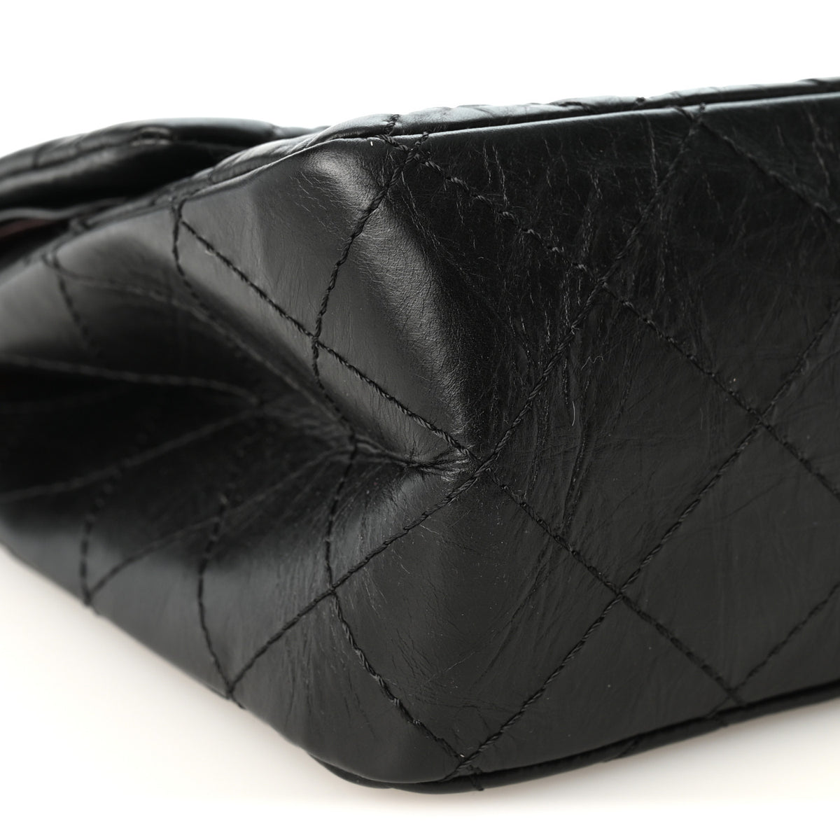 Aged Calfskin Quilted 2.55 Reissue 227 Flap Black