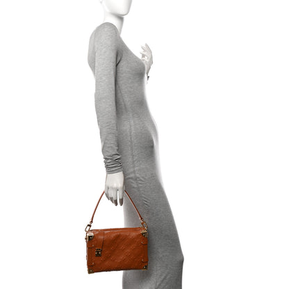 Louis Vuitton Calfskin Debossed Monogram Side Trunk Tan 2 of 10