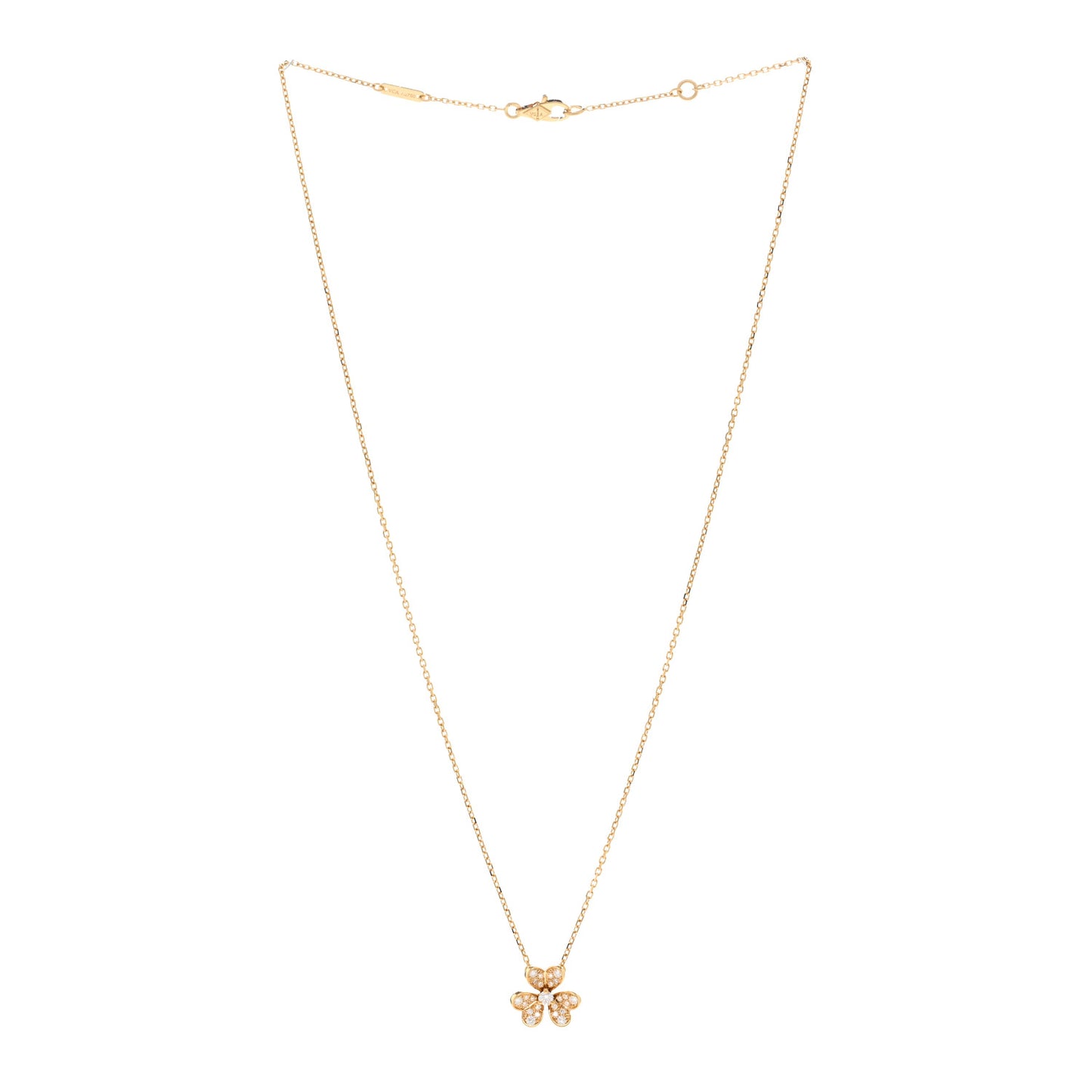 18K Yellow Gold Diamond Mini Frivole Pendant Pave Necklace