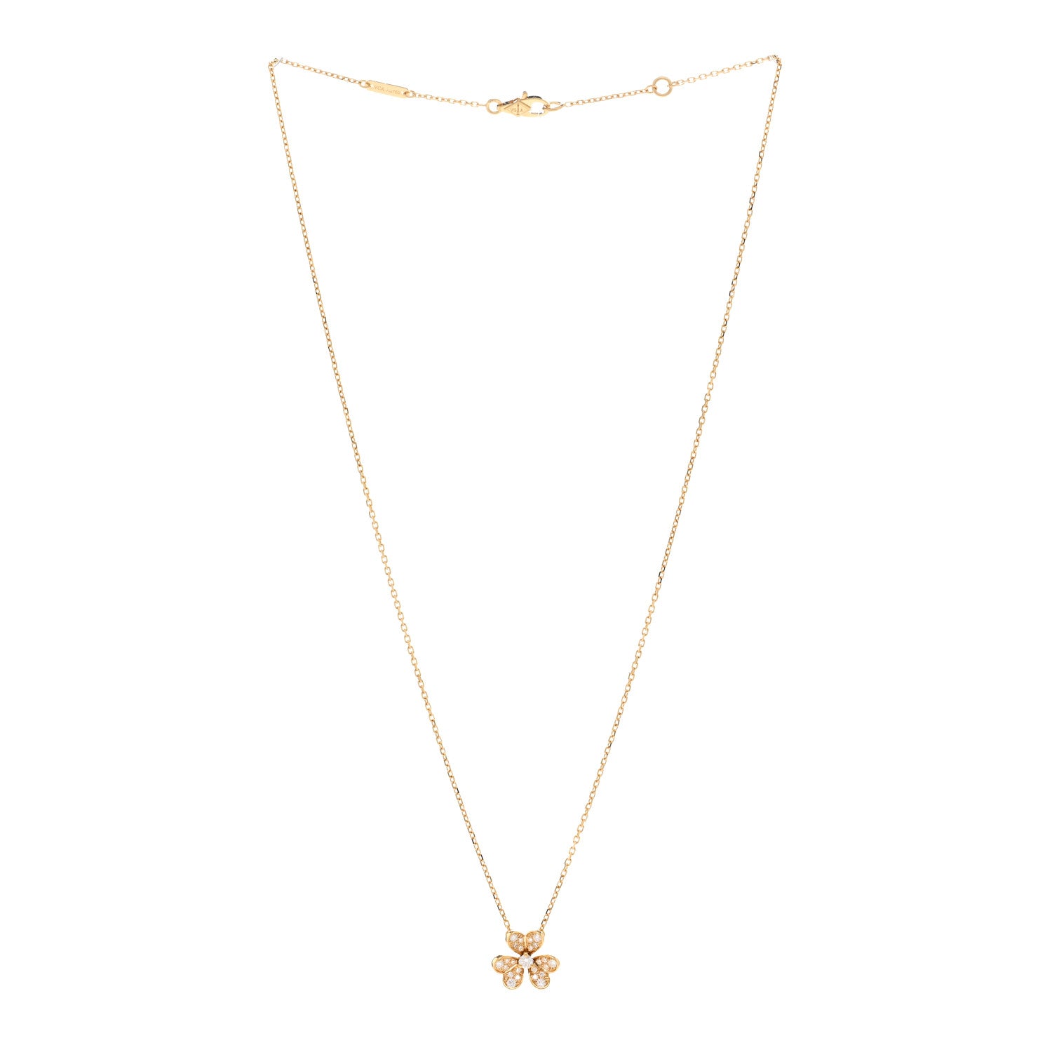 Van Cleef & Arpels 18K Yellow Gold Diamond Mini Frivole Pendant Pave Necklace 3 of 5