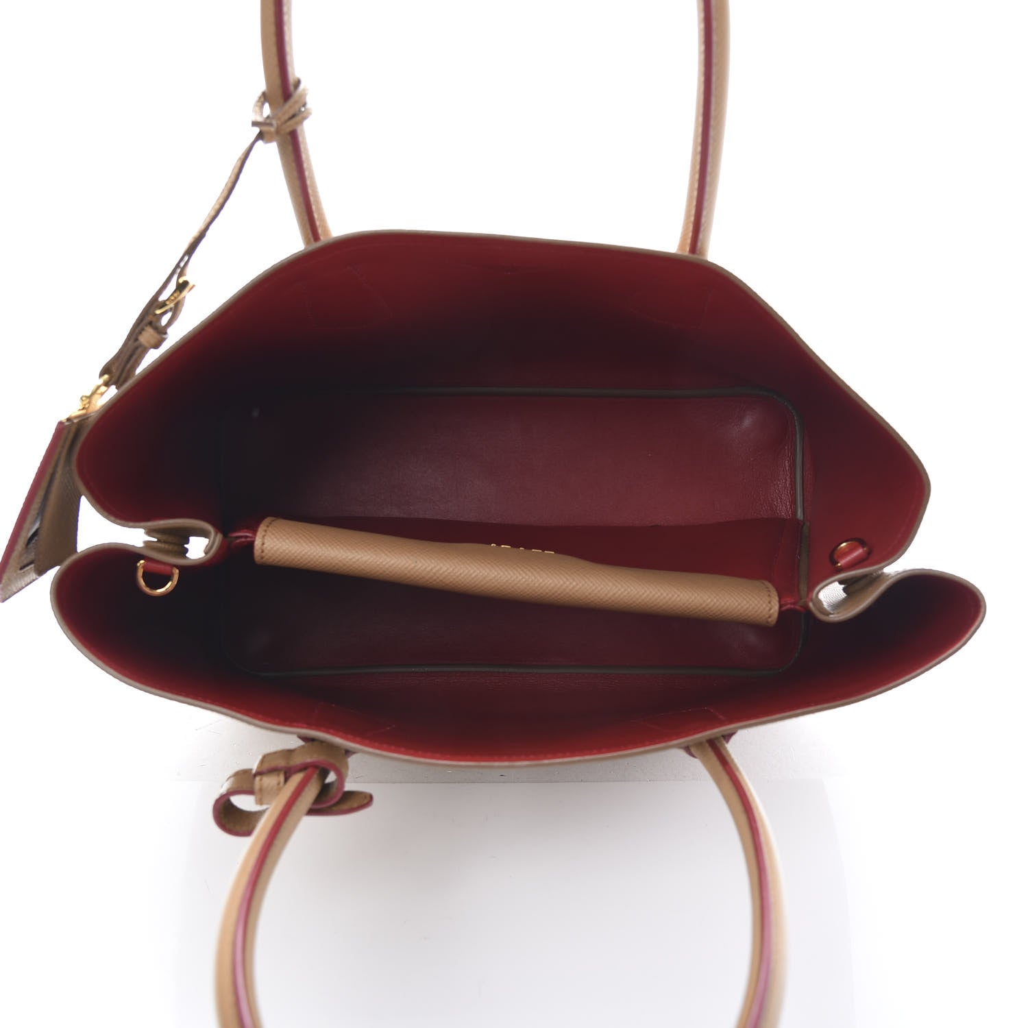 Prada Saffiano Cuir Medium Double Bag Caramel Fuoco 4 of 10