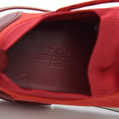Hermes Knit Goatskin Womens Addict Sneakers 36 Rouge Bali 6 of 18
