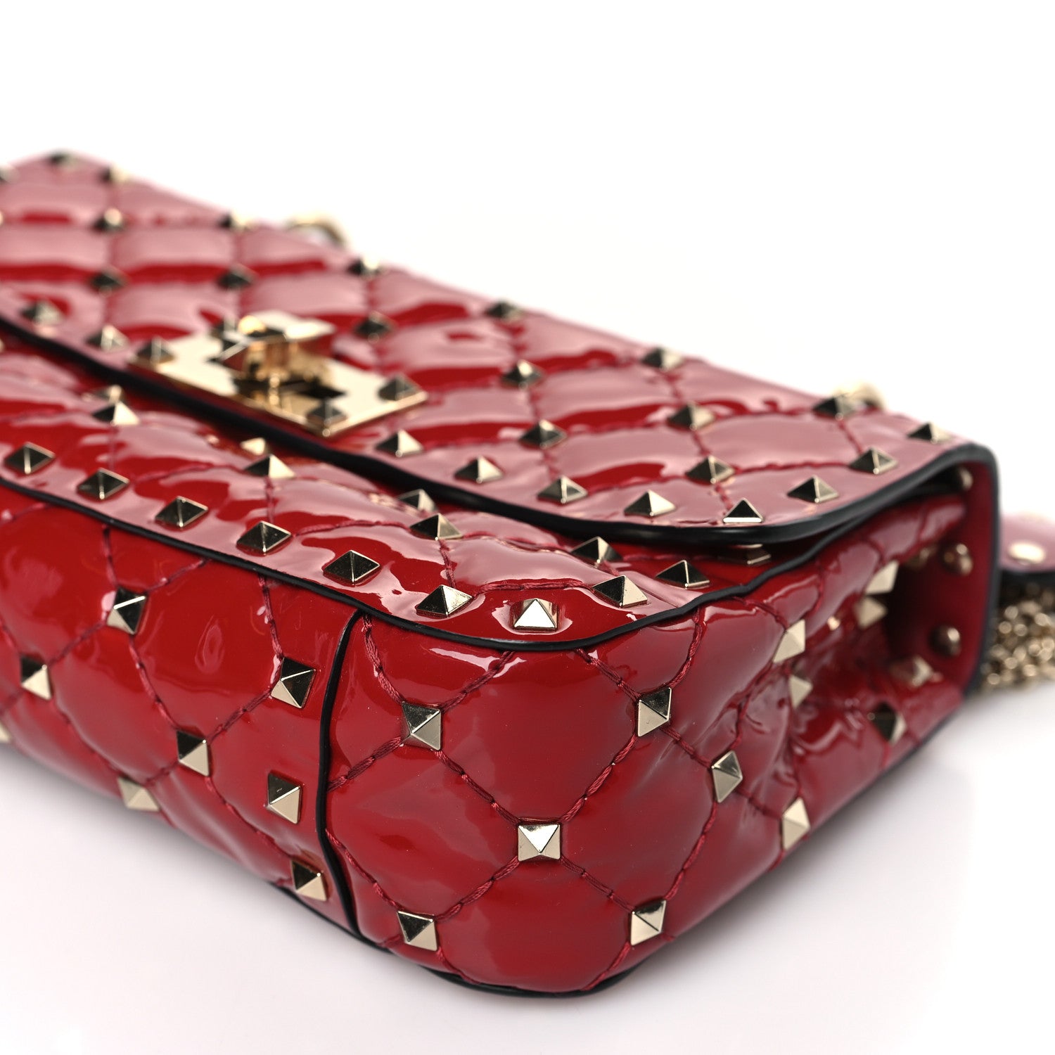 Valentino Garavani Patent Small Rockstud Spike Shoulder Bag Rosso Valentino 8 of 8