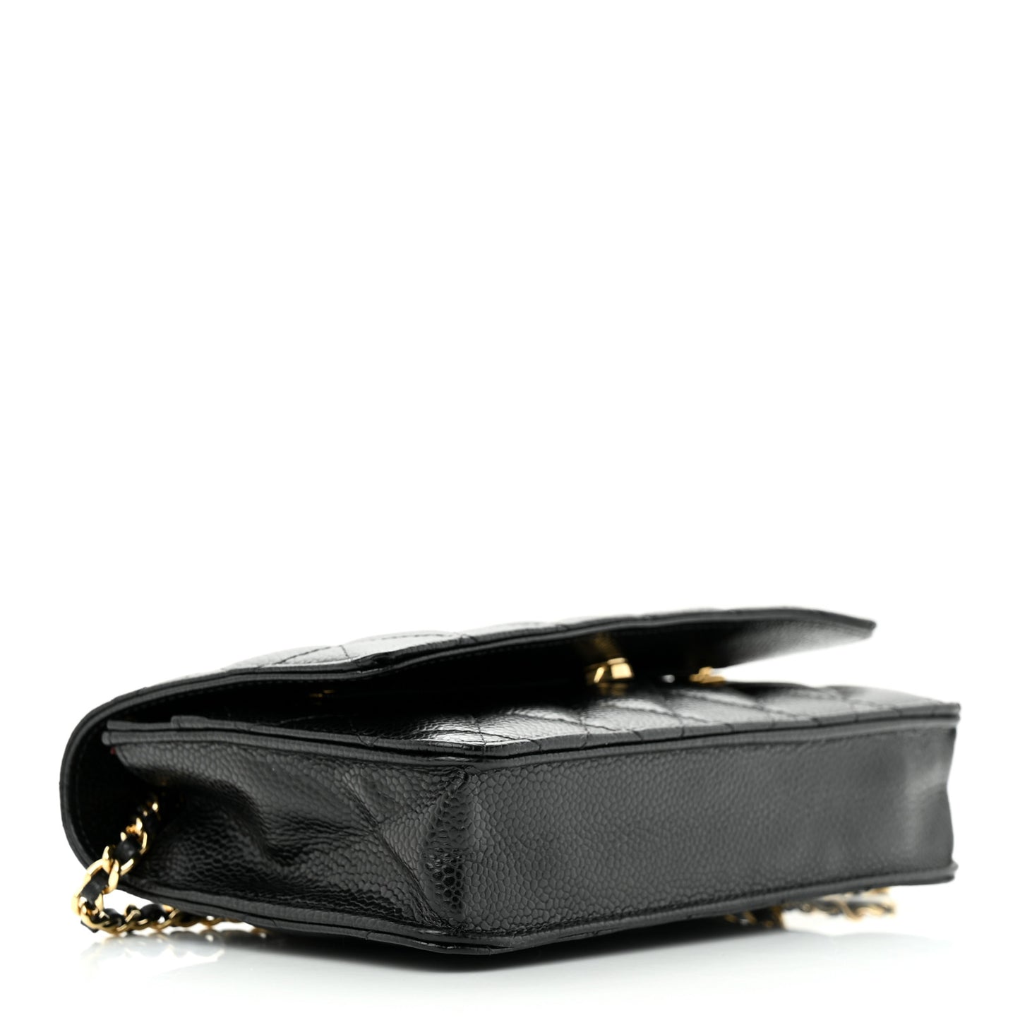Caviar Quilted Wallet on Chain WOC Black
