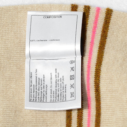 Chanel Cashmere Paris Dallas Fringe Scarf Beige Camel Pink 6 of 7