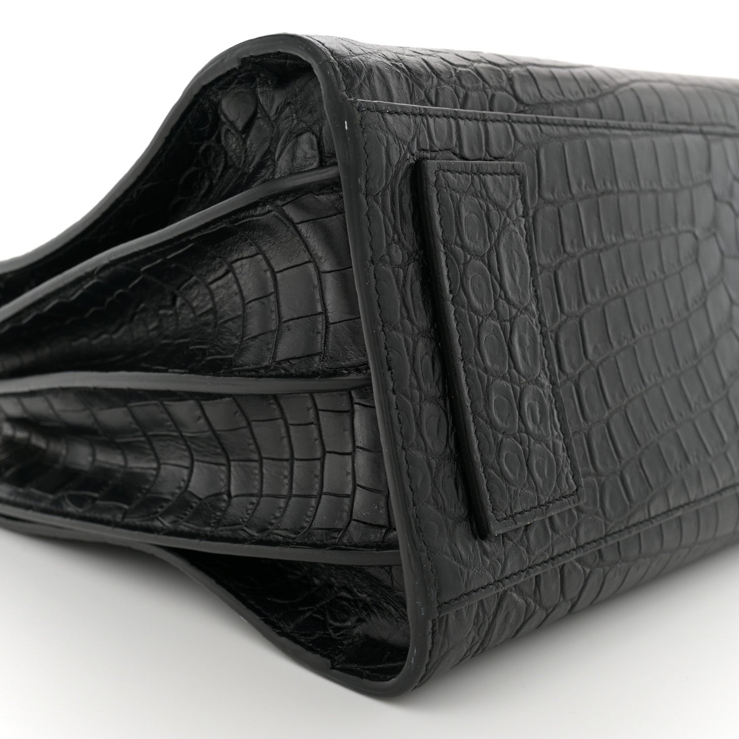 Saint Laurent Calfskin Crocodile Embossed Small Supple Sac de Jour Black 9 of 11