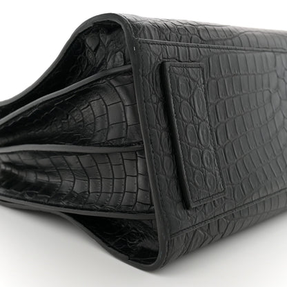 Saint Laurent Calfskin Crocodile Embossed Small Supple Sac de Jour Black 9 of 11