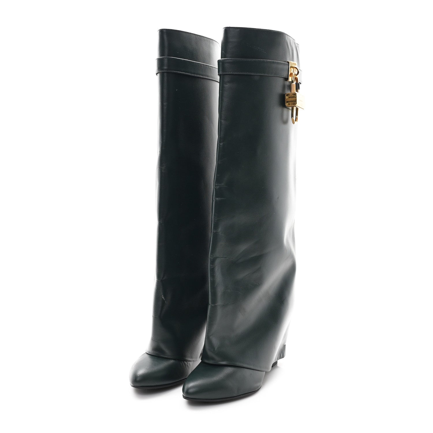 Givenchy Calfskin Shark Lock Pant Boots 38.5 Green 3 of 10