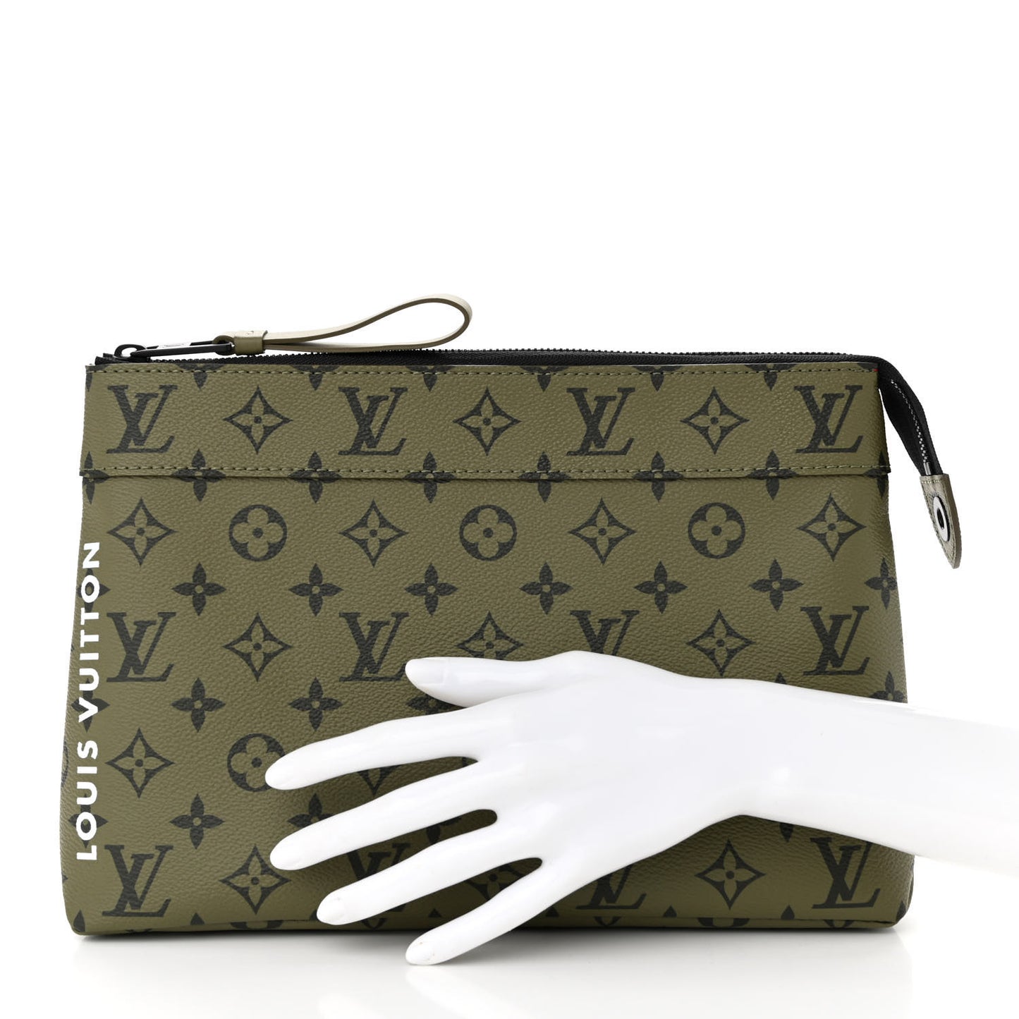 Monogram Pochette Voyage Souple Khaki Green Vermillion Red